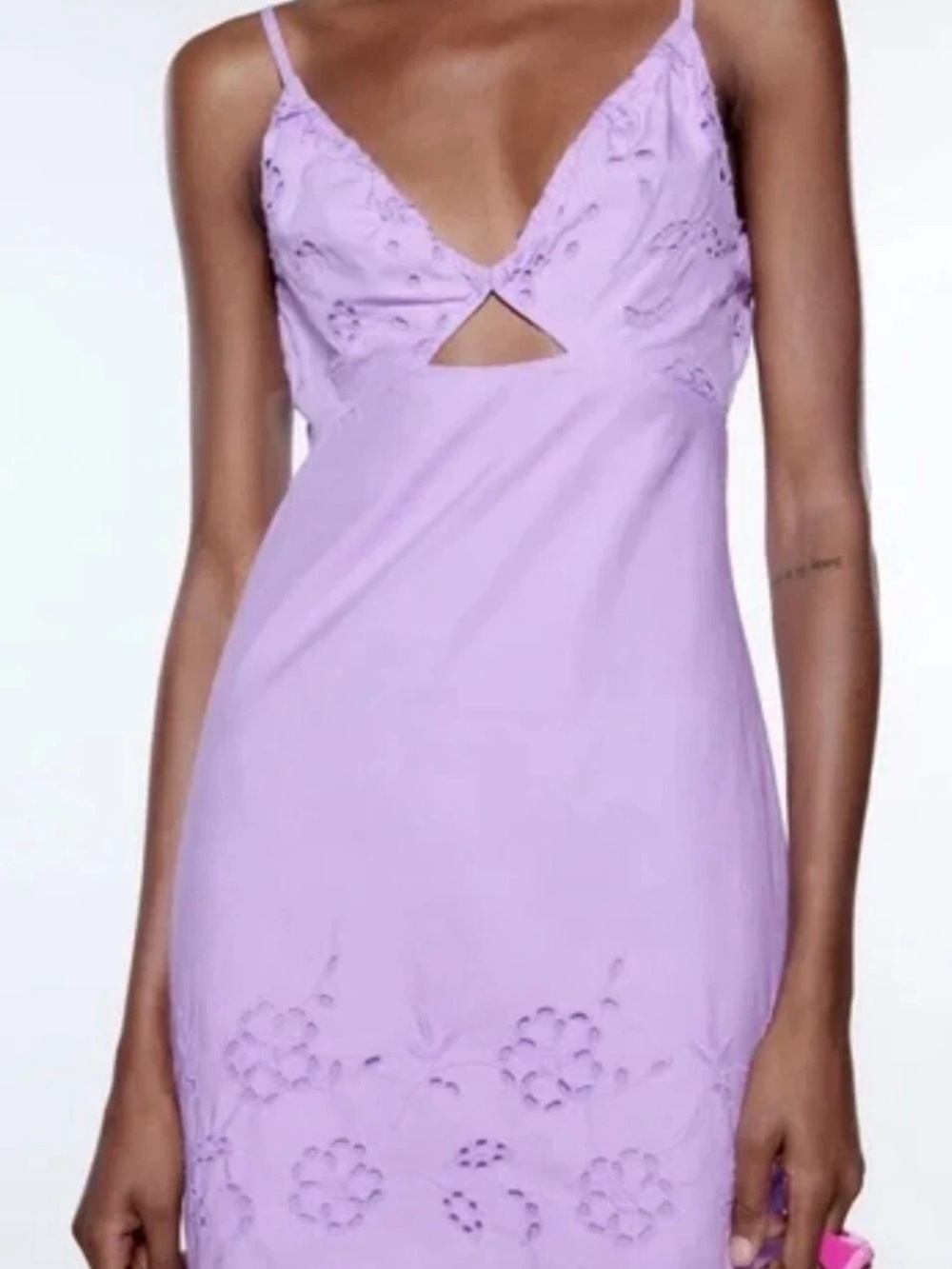 Zara Lilac Eyelet Slip Mini Dress